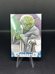 Topps Star Wars Masterwork Yoda 1/1 Sketch by:Mohammad Jilani - Picture 1 of 2