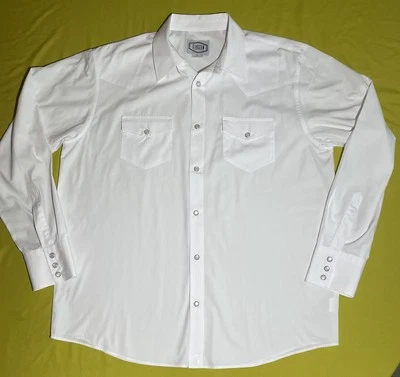 Camisa de manga larga Gibson Trading Company XL blanca perla occidental a presión para hombre. Foto 1 de 4