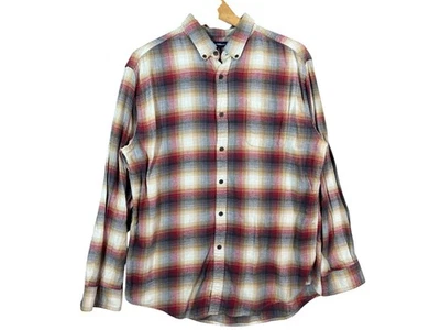 Croft and Barrow Men's Plaid Multicolor Sz L Button Up White Red Yellow Gray - Image 1 of 4