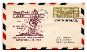 Meridian Mississippi First Flight Air Mail Cover 1933 Aviation - Picture 1 of 2