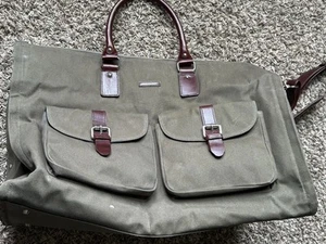 Hook & Albert Garment Bag Duffle Olive Green Canvas Weekender Marquette Uni Logo - Picture 1 of 6