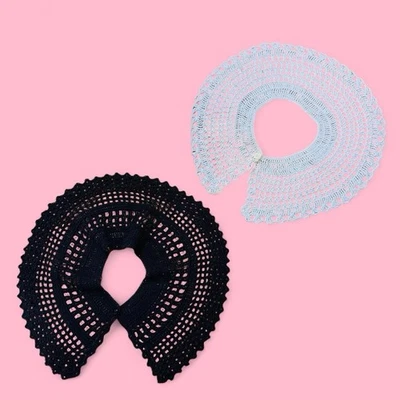 手工制作复古 60 年代花边钩针项圈黑白 — 第 1/4 张图片