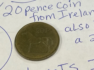NICE 20P PENCE 1986 IRISH COIN HORSE HUNTER THOROUGHBRED IRELAND CIRCULATED COND - Image 1 of 4