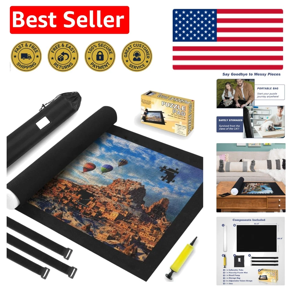 Alfombra rompecabezas de fieltro antideslizante con tubo inflable: solución de almacenamiento fácil de 2000 piezas Foto 1 de 4