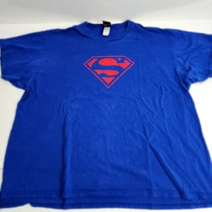 DC Comics Superman Logo Superhero Short Sleeve Blue & Red T-Shirt Men's Size XL - Picture 1 of 5