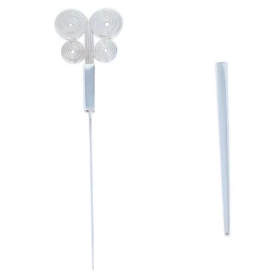 Prendedor de sombrero de plata de ley - Diseño de remolino 925 con funda Foto 1 de 4