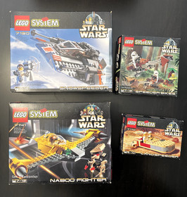 1999 Lego Set Bundle w/ Boxes - Star Wars 7110 (NEW BAGS), 7128, 7130 and 7141 