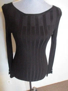 Neu mit Etikett WHBM FABELHAFT! Stretch-Pullover mit weitem Rippbündchen und Schlitz und U-Boot-Ausschnitt in Schwarz M - Bild 1 von 8