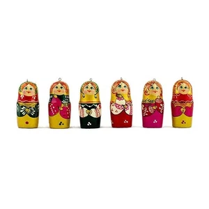 Holz 6er Set Nestpuppen Weihnachtsschmuck Matroschka 2,15 Zoll - Bild 1 von 2