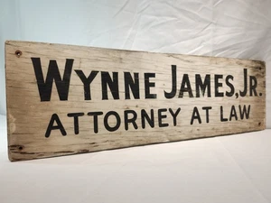 Early 20th Century Trade Sign Hand Painted On Plywood Attorney At Law 24"x7½" - Picture 1 of 14