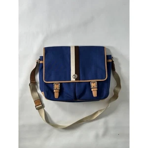 Coach Voyager Umhängetasche blau Canvas Lederbesatz verstellbarer Riemen Logo-Etikett - Bild 1 von 17