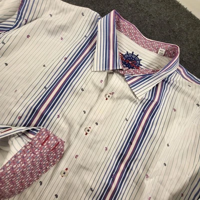 Robert Graham Vertical Striped & Paisley Flip Cuff Button Shirt Men's 4XL - image 1 of 4