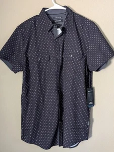 Camisa de movilidad Kenneth Cole para hombre, flechas negras, manga corta mediana nueva con etiquetas ajustada - Imagen 1 de 5