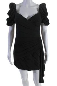 Ronny Kobo Womens Back Zip Short Sleeve V Neck Mini Dress Black Size Medium - Picture 1 of 6