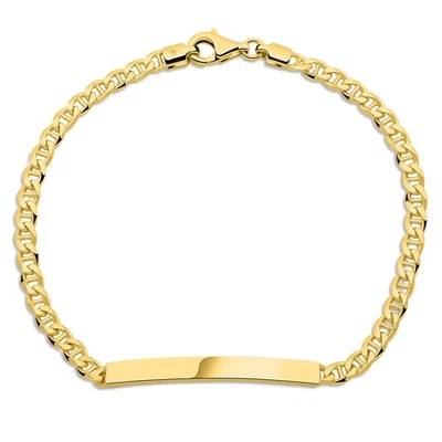 Stegpanzer Gravurarmband 3,5mm Breit Echt 585er Vergoldet 14 Karat Massiv Unisex - Bild 1 von 4