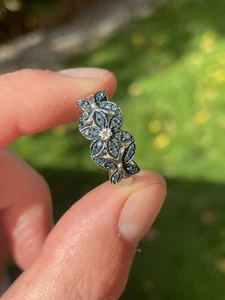 Ausgefallener blau-weißer Diamantring Silber 2,9 Gramm - Bild 1 von 6