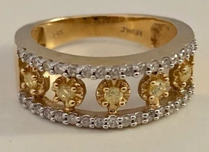 14K gelber Diamant und klarer Diamant Bandring - Größe 6,5 - NEU! - Bild 1 von 6