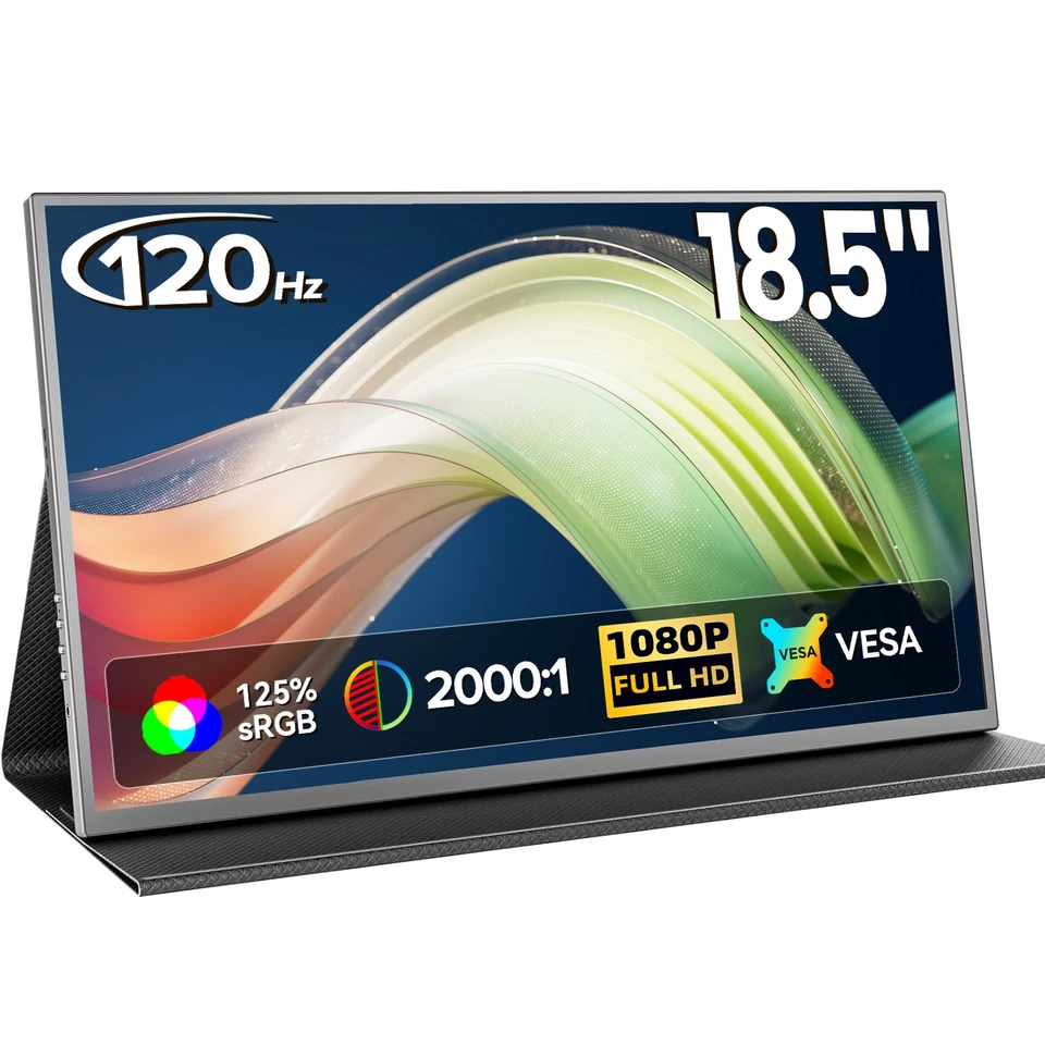 18.5" 1920x1080 Portable Monitor 120Hz Gaming Monitor 2000:1 400nits Freesync - Image 1 of 4
