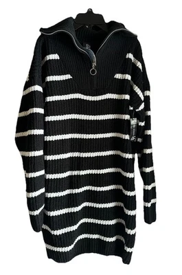 Vestido Suéter Derek Heart Negro Blanco Rayas Manga Larga Grande Nuevo con Etiquetas Foto 1 de 4