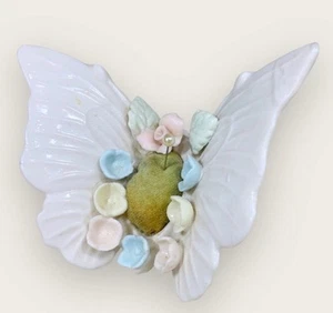 Ardalt Lenwile Verithin Porcelain Pastel Floral Pin Cushion Butterfly Sewing - Picture 1 of 10
