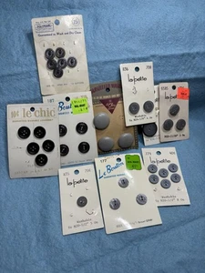 Gray and Black Carded Vintage Button Lot Sewing Crafts - Picture 1 of 4