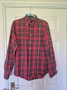 Gant Tartan Plaid Red Long Sleeved Shirt Size M 21" Pit to Pit - Picture 1 of 9