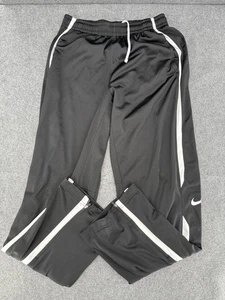 Nike Men Medium Track Pants Basketball Black White Side Stripe Zipper - Picture 1 of 8