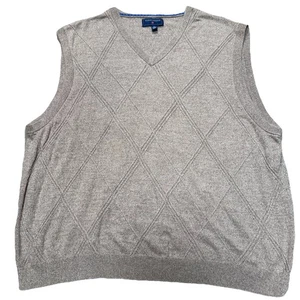 Men's Saddlebred Knit Sweater Vest Size XXL Beige Diamond Pattern Classic - Picture 1 of 7
