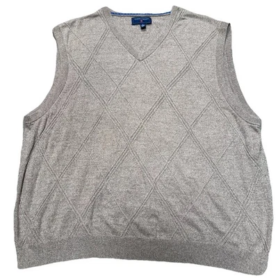 Men's Saddlebred Knit Sweater Vest Size XXL Beige Diamond Pattern Classic - Image 1 of 4