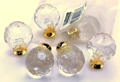6 botões facetados bola de cristal bronze dourado elegantes puxadores de vidro para gavetas e armários - Imagem 1 de 4