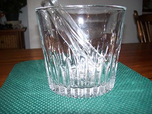 Princess House Lead Crystal Ice Bucket w/ Heritage Pattern Tong - Picture 1 of 5