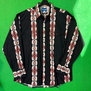 VINTAGE Wrangler Mens Shirt Size XL Aztec Cowboy Bushpopper Western - Picture 1 of 5