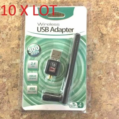 10X W/Antenna 300n 300Mbps Mini Wireless USB Wifi Adapter Network 802.11n/g/b - Image 1 of 4
