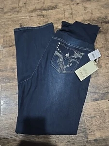 Tala Womens Maternity Jeans Sz 2xl New Dark Wash Embellished Straight Leg... - Picture 1 of 5