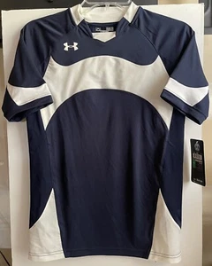 Under Armour Boys Jersey Large - Soccer Navy & White HeatGear - Loose *New* - Picture 1 of 5
