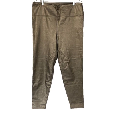 Calça feminina Boston Proper couro sintético XL dourada metálica revestida elástica 36x29 - Imagem 1 de 4