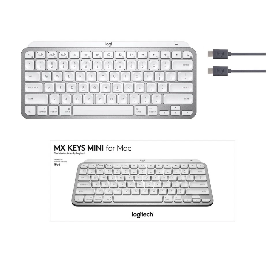 Logitech MX Keys Mini Minimalist for Mac Illuminated Wireless Keyboard Gray - Image 1 of 4