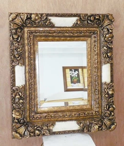 Großer verzierter Wandspiegel Holz/Harz "25x29" rechteckig abgeschrägt individuell gerahmt - Bild 1 von 12