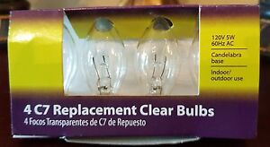 Light Keeper Pro Transparent Clear C7 Replacement Bulbs 120V 5W 60Hz AC  4-Count