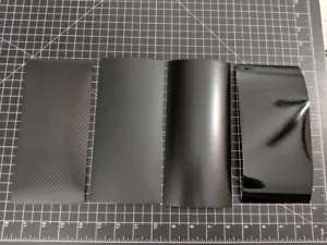 4er-Pack 3M Glanz, Satin, Matt & CF Schwarz Vinyl Auto Wrap Musterstück 4 Zoll x 8 Zoll - Bild 1 von 5