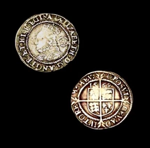 X187: 1569 Elisabeth 1. datiert Threepence - bessere Erhaltung. Tickets.  Spink 2566 - Bild 1 von 1