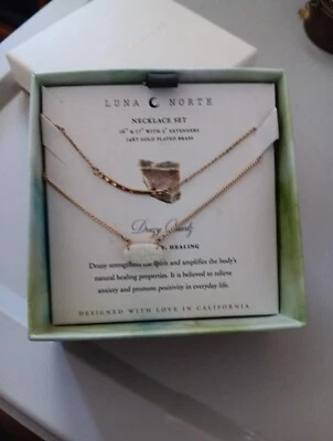 Luna Norte ожерелье комплект белый друзы драгоценных камней кварца позолоченный латуни минималистский - Изображение 1 из 4