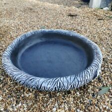 40cm Round Log Effect Ground Bird Bath or Replacement Top Black and White