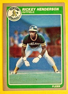 1985 Fleer Rickey Henderson #425 Baseball Card Oakland Athletics (MVP/HOF)