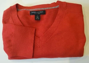 Men’s Banana Republic Orange Vneck Sweater Size Large Silk Linen Blend A100* - Picture 1 of 7