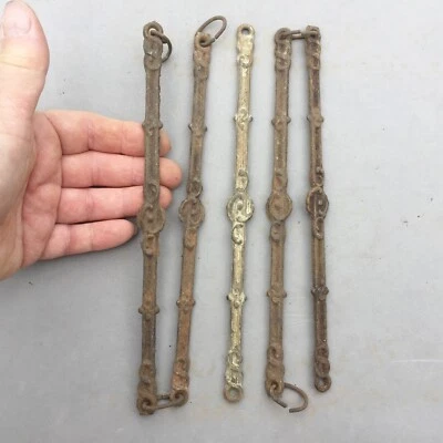 Antigua lámpara de aceite colgante de hierro fundido lámpara de araña cadena eslabón lote 5 Art Nouveau Foto 1 de 2