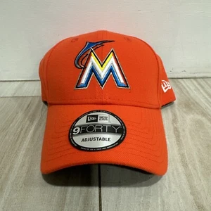 MLB Miami Marlins New Era 9Forty Baseball Adjustable Strapback Orange Hat OSFA - Picture 1 of 3