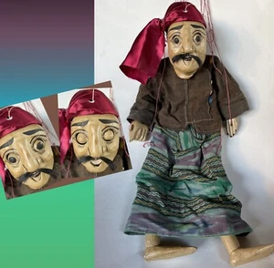 Wooden 22" INDONESIAN MARIONETTE Bali Merchant EYES MOVE Vintage String Puppet - Picture 1 of 10