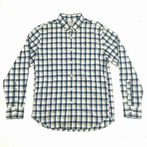 J.CREW | L/S Button Down MED | Blue +White | Checkered Plaid | Cotton | VTG BARN - Picture 1 of 7