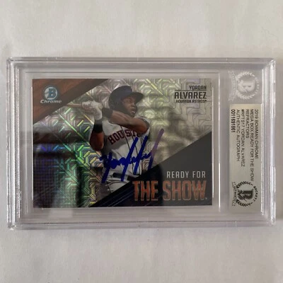 2019 Bowman Mega Box Mojo Refractor Yordan Alvarez BAS Certified Auto Encased - Image 1 of 3